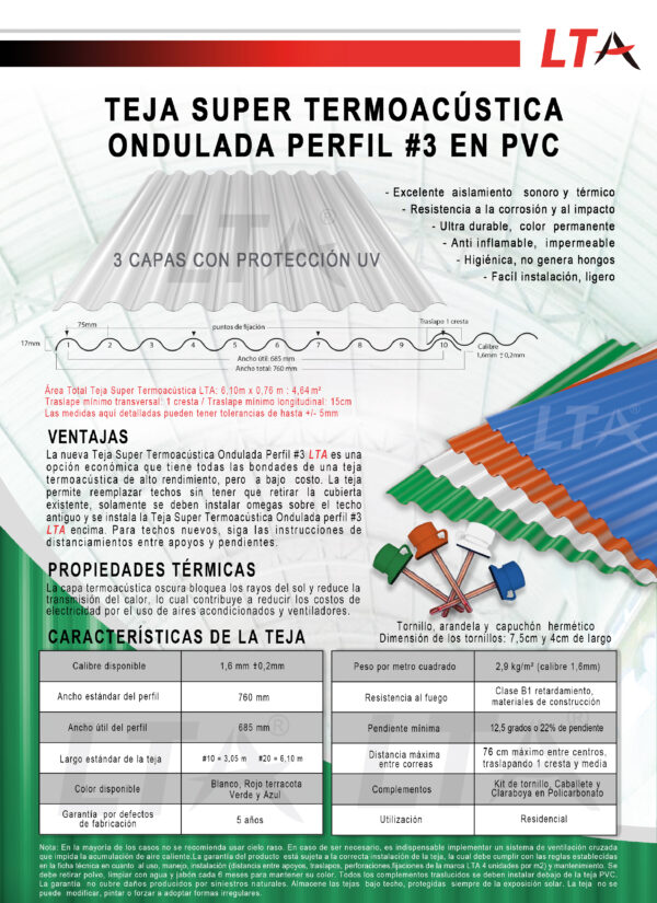 Teja Ondulada Perfil #3 en PVC y Policarbonato